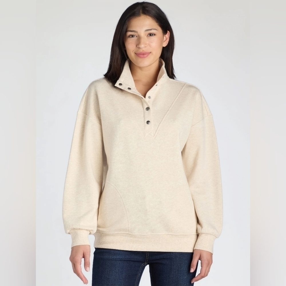 Oatmeal Heather Henley Pullover New Women's XL 16-18 Casual Outdoor Fall Winter